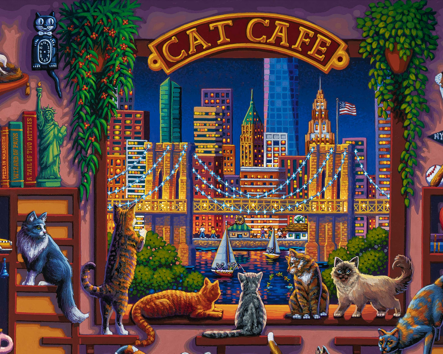 Cat Cafe - 500 Piece Puzzle by Eric Dowdle - Premium No Glare Signature Edition