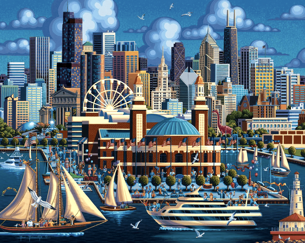 Chicago Navy Pier, Illinois - 500 Piece Puzzle by Eric Dowdle - Premium No Glare Signature Edition