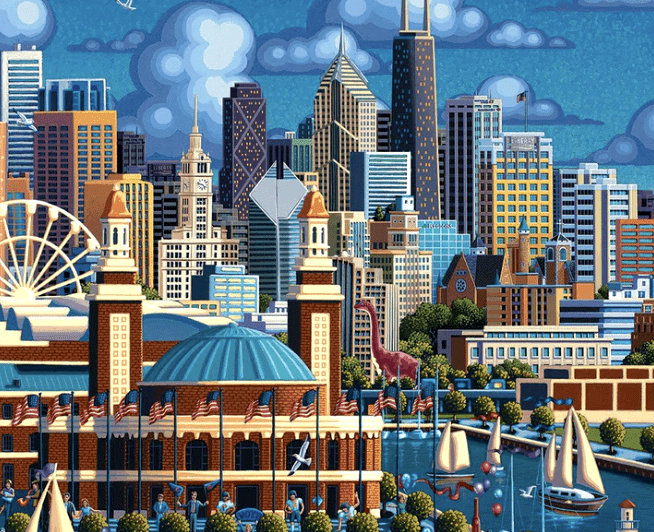 Chicago Navy Pier, Illinois - 500 Piece Puzzle by Eric Dowdle - Premium No Glare Signature Edition