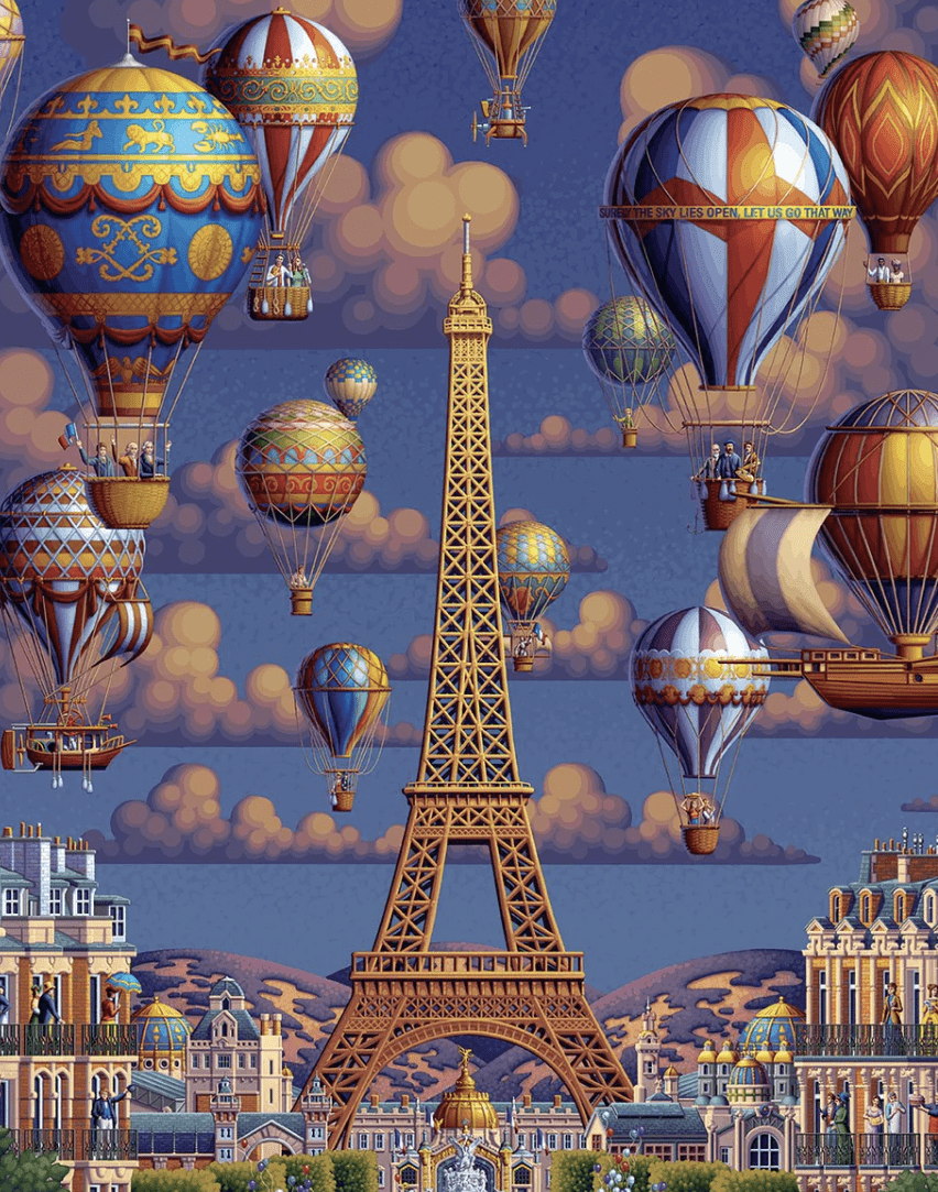 Balloons Over Paris, France - 500 Piece Puzzle by Eric Dowdle - Premium No Glare Signature Edition
