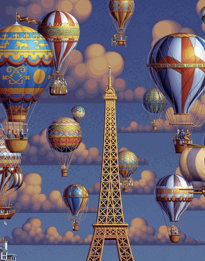 Balloons Over Paris, France - 500 Piece Puzzle by Eric Dowdle - Premium No Glare Signature Edition