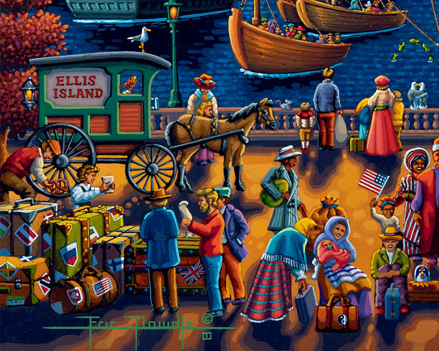 Ellis Island Statue of Liberty, New York City - 500 Piece Puzzle by Eric Dowdle - Premium No Glare Signature Edition