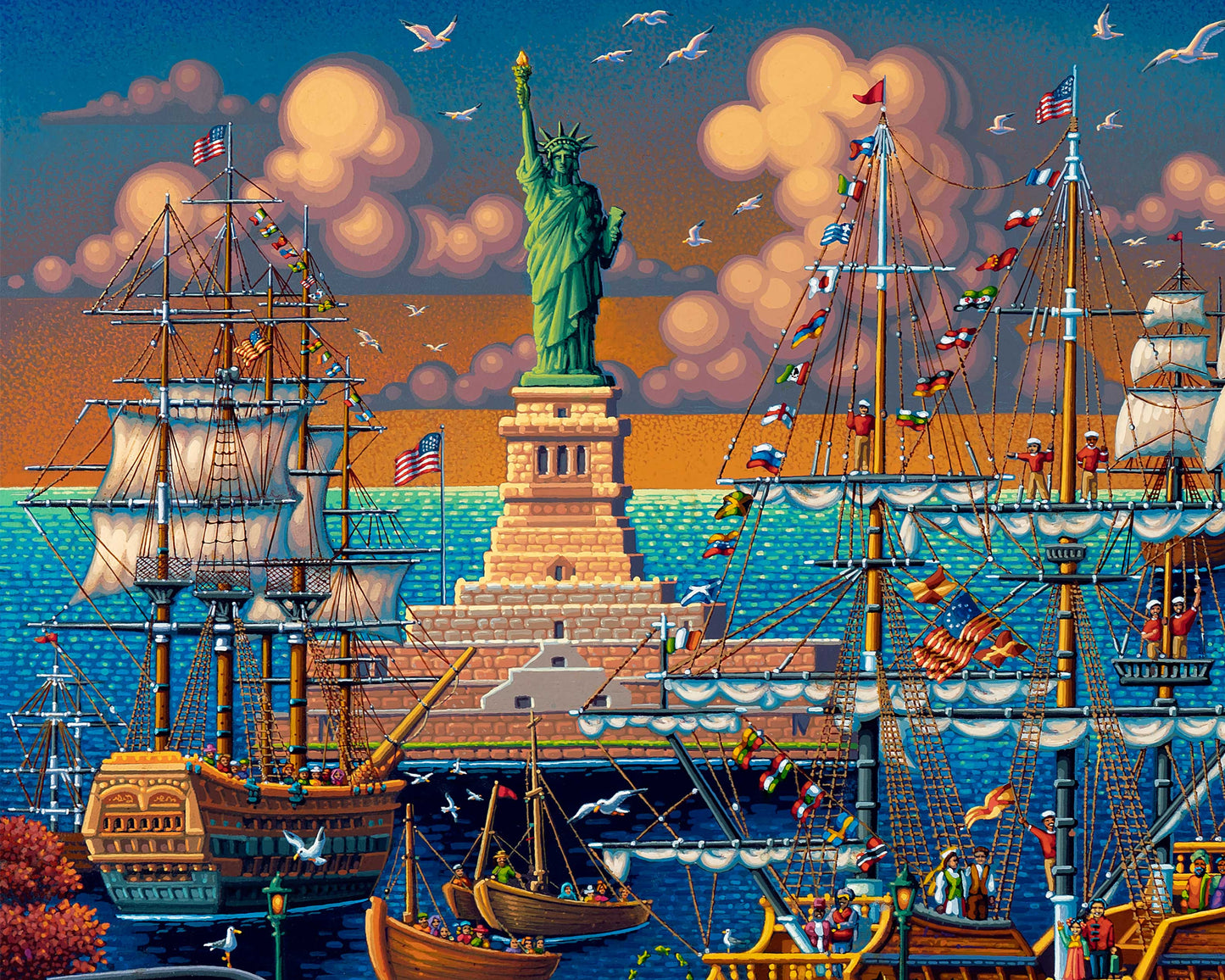 Ellis Island Statue of Liberty, New York City - 500 Piece Puzzle by Eric Dowdle - Premium No Glare Signature Edition