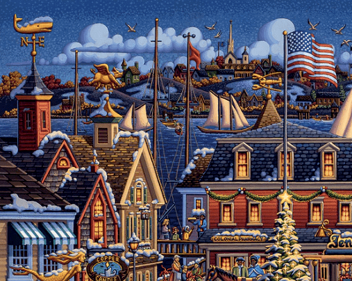 New England Christmas Kennebunkport, Maine Puzzle - Dowdle Premium No Glare Edition- Sneak Peek Ships 9/5