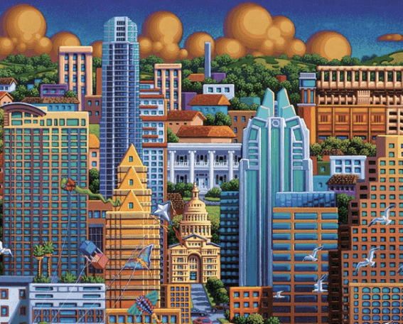 Austin, Texas - 500 Piece Puzzle by Eric Dowdle - Premium No Glare Signature Edition