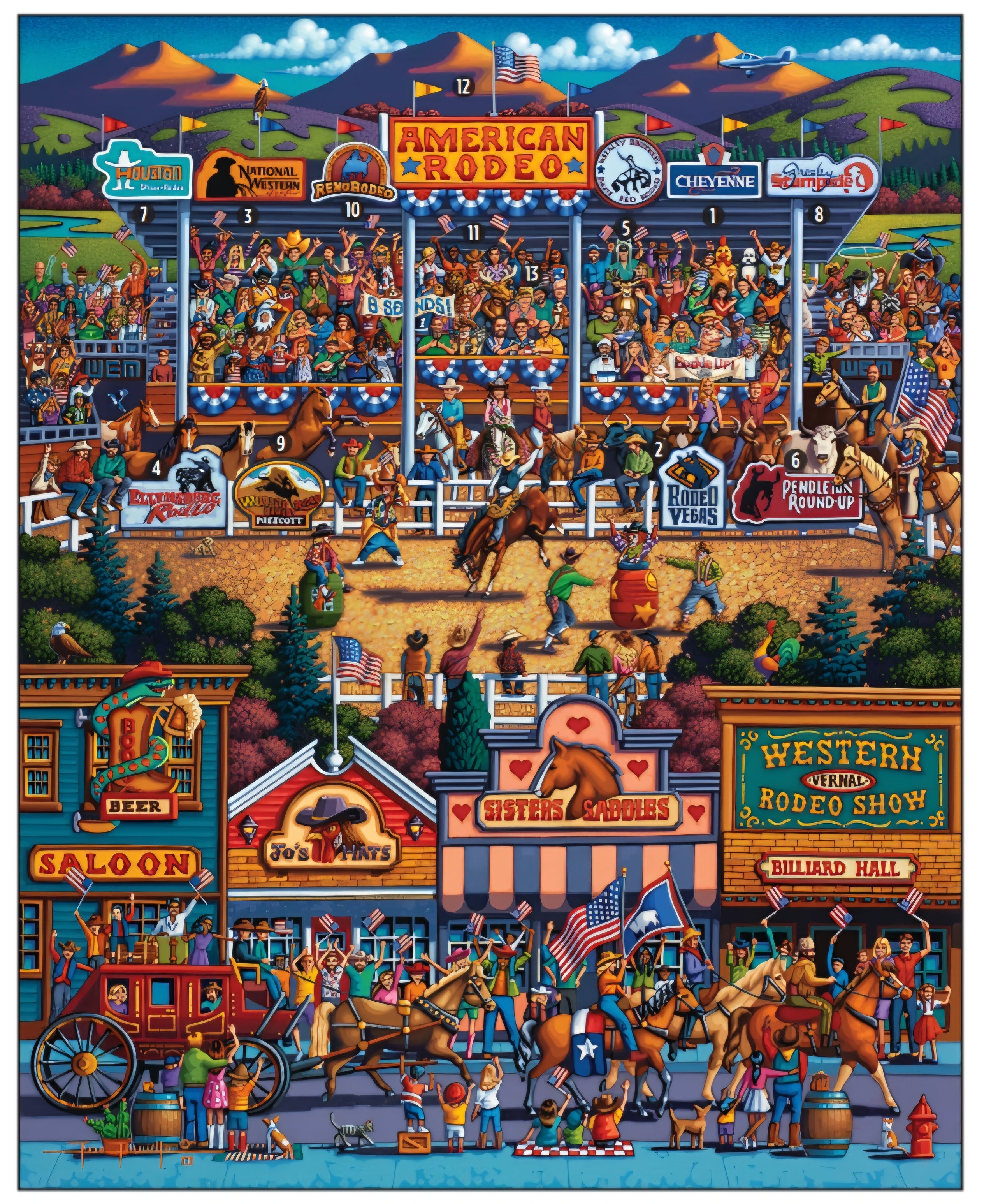 American Rodeo - 500 Piece Puzzle by Eric Dowdle - Premium No