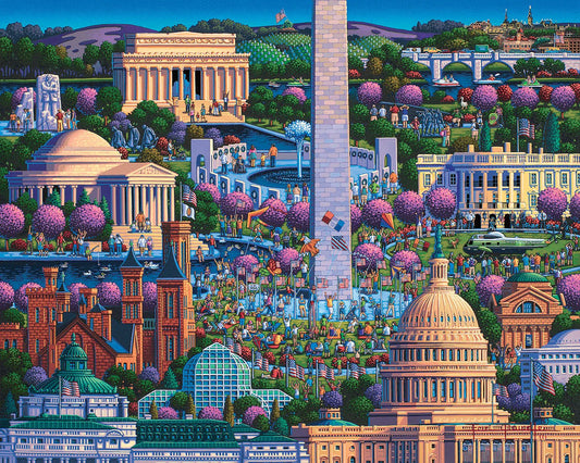 Dowdle Washington DC Mall Puzzle 500 Piece 1000 Piece White House Washington Monument Lincoln Monument US Congress Smithsonian Museum US Supreme Court Arlington National Cemetery 